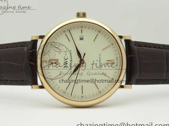 MIROTIME 0126 Portofino Automatic RG FKF 1:1 Best Edition White Dial on Brown Leather Strap A Practical 7140